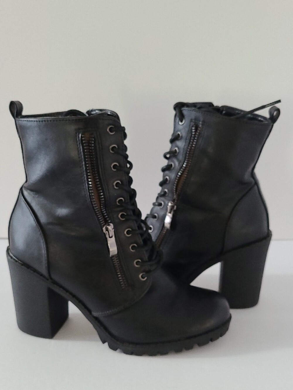 Dream Pairs “Silverado”Chunky Heel Combat Ankle Boots–Lace‑Up + Side Zipper–SZ 8 - Picture 5 of 15